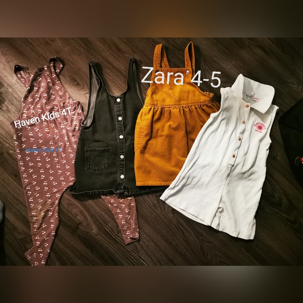 Zara pinafores and romper size 4-5 Haven Kids romper 4t